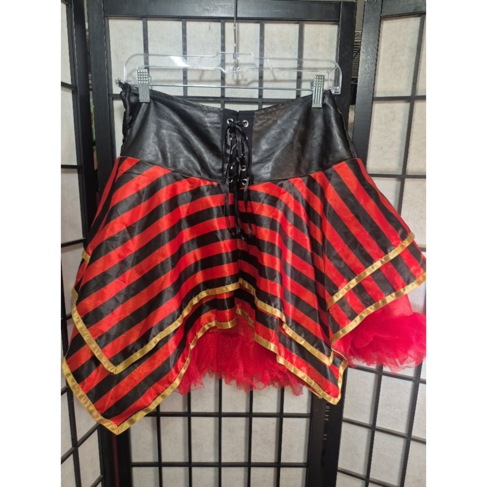Pirate Skirt Red Black Striped Tulle Lace Up One Size Fits Most